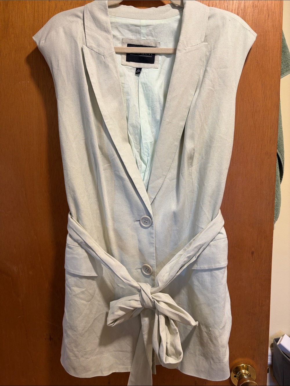 Eloquii Light Mint Sleeveless Belted Blazer Vest